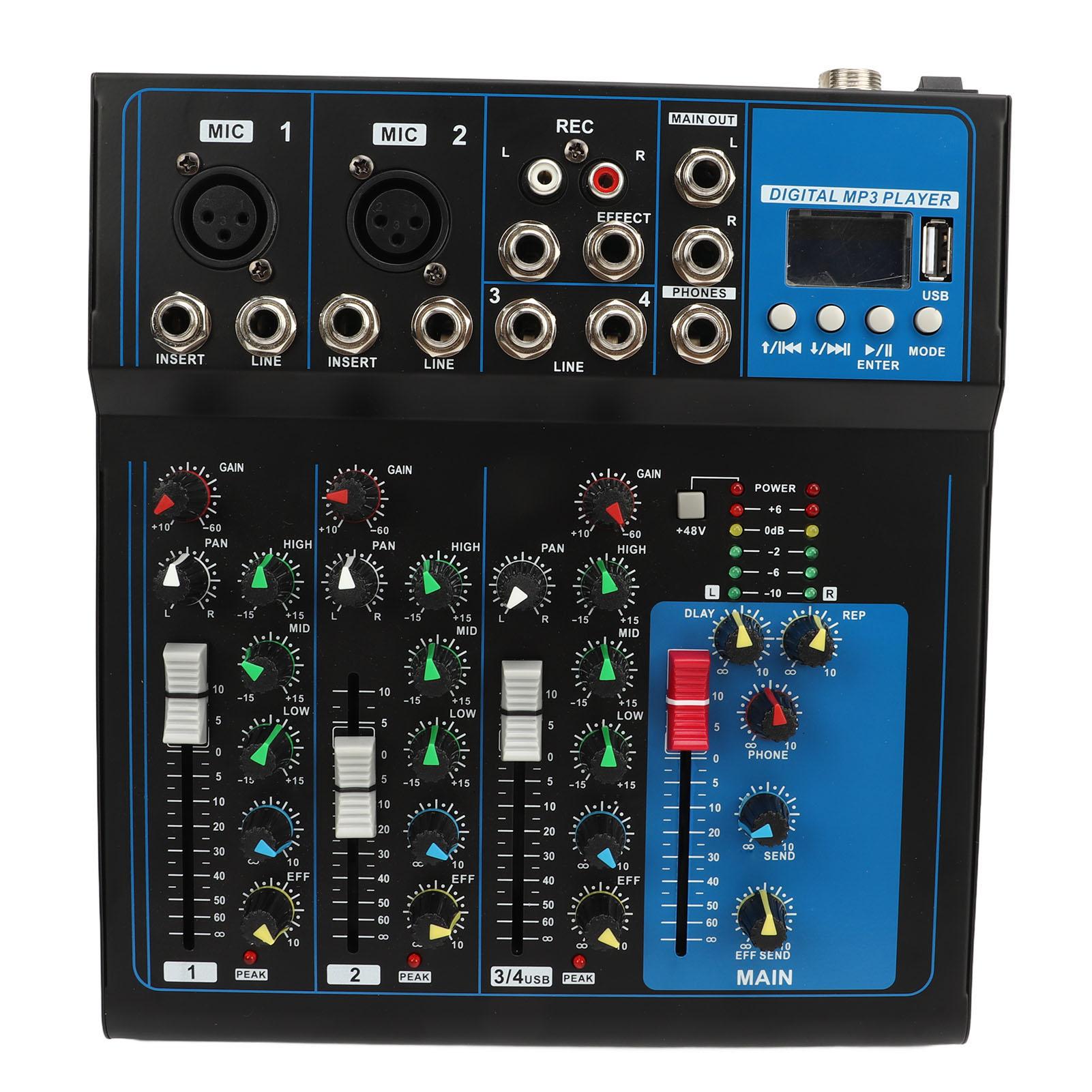 

Sound Mixer Metal LCD Display 4 Channel Real Time Monitor Sound Mixing Console for DJ Studio Recording US Plug 110V
