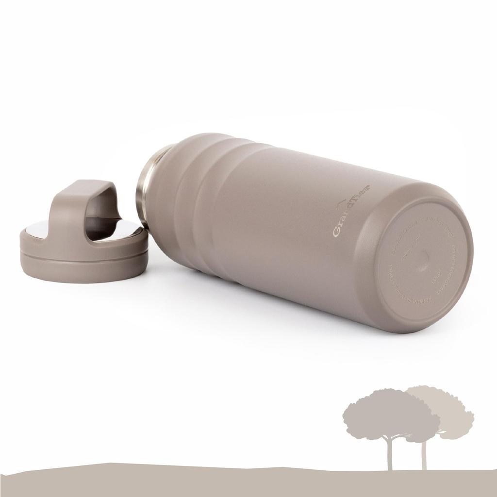 GRANDTIES Vacuum Insulated Stainless Steel Wide Mouth Water Bottle, 709ml, with Two Lids, Direct Drinking, Keeps Hot or Cold Water Hot for 12 Hours,