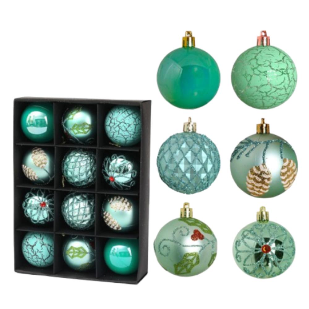 12pcs Shatterproof Painted Christmas Balls Pendant  Home New Year Festival Gift