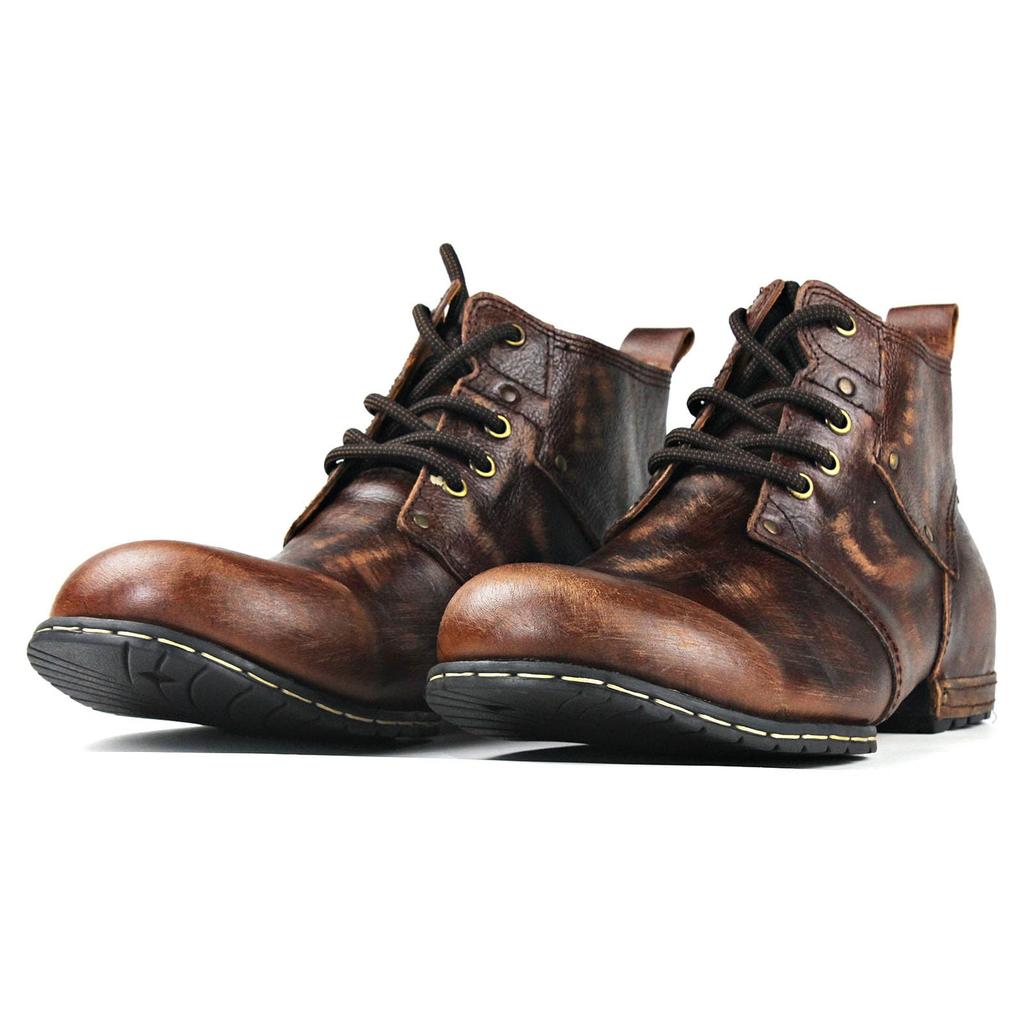 OSSTONE Herren Echtleder Chukka Mountainbike Stiefel, Größe: Herren 10.5 (M), US 44.5 (EU), Farbe: Retro Braun (OS-6015-2-retro-braun-10.5-JP-R)