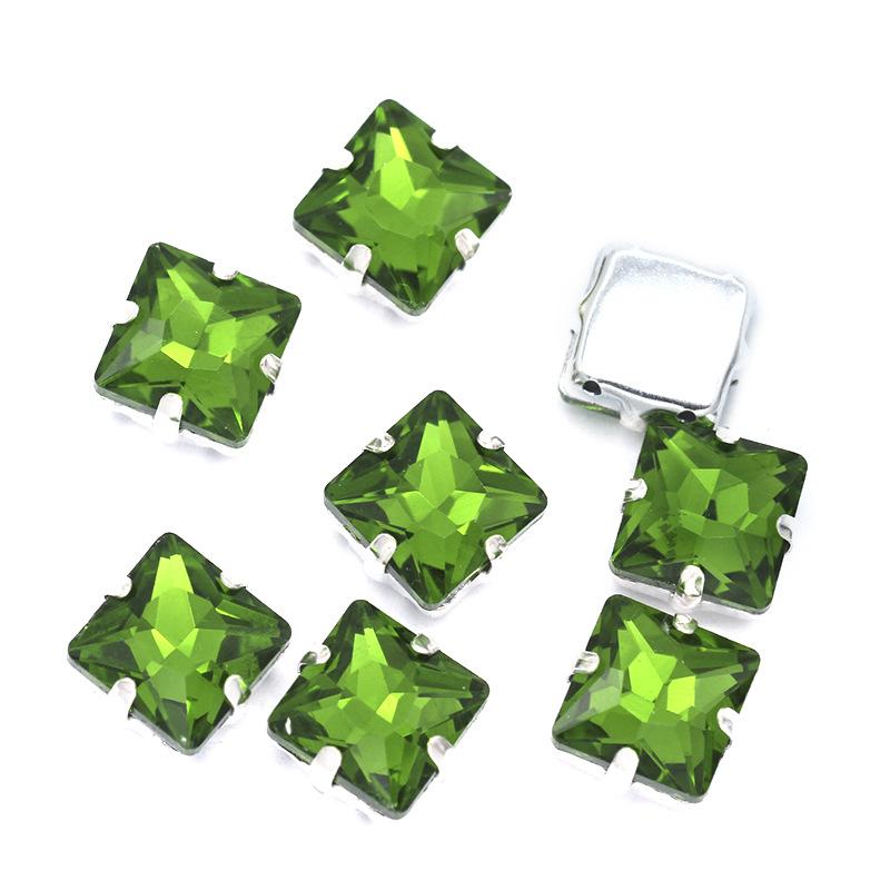 Strassuri Pătrate din Sticlă de Cristal cu Gheare Argintii, Artizanat Cusut pe Piatră, Accesorii Vestimentare, Rochie de Mireasă, Pantofi, Geantă, Garnitură DIY