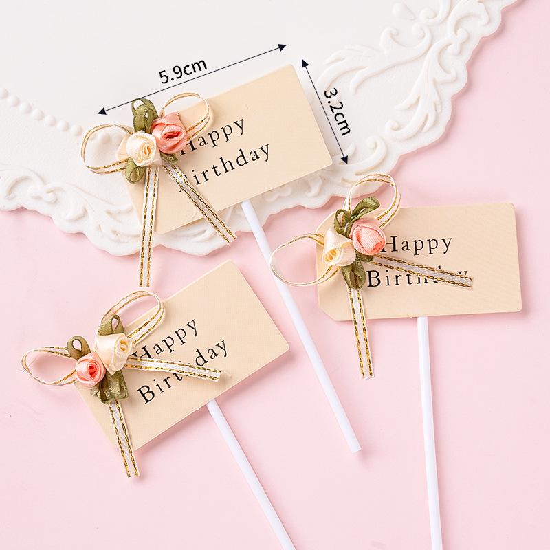 Writable Birthday Cake Decoration Bow with Blessings Card