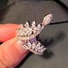 Huitan Bright Marquise Cubic Zirconia Rings for Women Fashion Exquisite Wedding Band Jewelry Chic Modern Adjustable Accessories