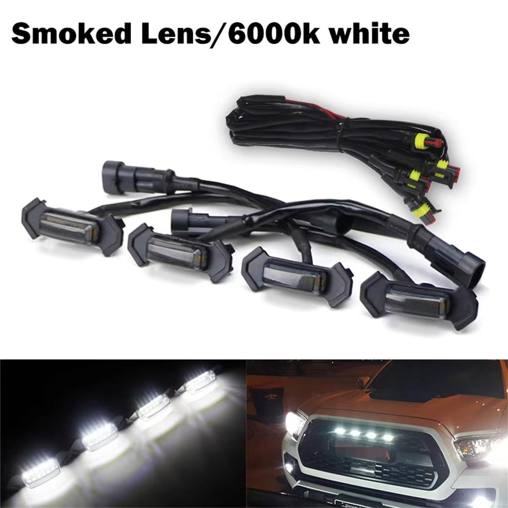 Amber / White / Red LED Raptor Style Front Grille Light w/ Wiring Harness Assemblies For Toyota Tacoma w/TRD Pro Grill 2016-up