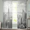 Stadt Urban Architektur Grau Chiffon Sheer Vorhänge für Wohnzimmer Schlafzimmer Home Dekoration Fenster Voile Tüll Vorhang Vorhänge