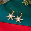 Christmas Rhinestone Snowflake Drop Earrings for Women Fashion Imitation Pearl Stud Earring Girls New Year Party Jewelry Gifts