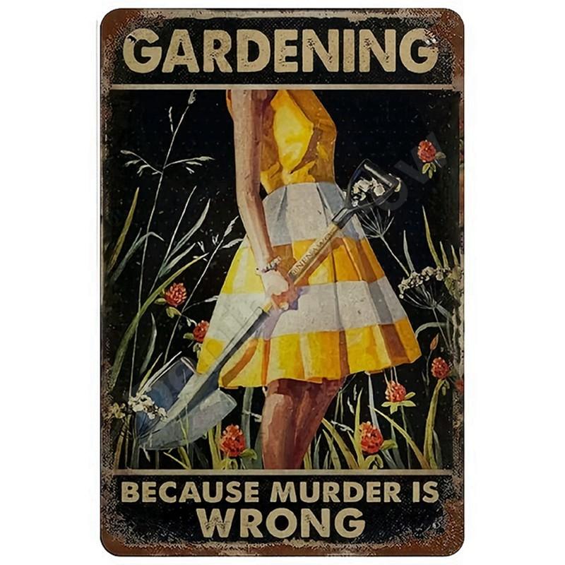 Welcome To Our Garden Metal Tin Signs, Dirty Hoe Wall Art, Sunflower Retro Poster for Home, Yard, Plants Decor, Garden Rule S