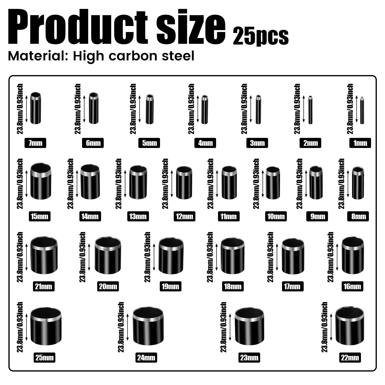 

25Pcs Leather Hole Punch Circle Cutter Tool Set Punching Die Set 1-22mm Hole Puncher Leather Punch Tool for Handmade DIY Craft светло-серый