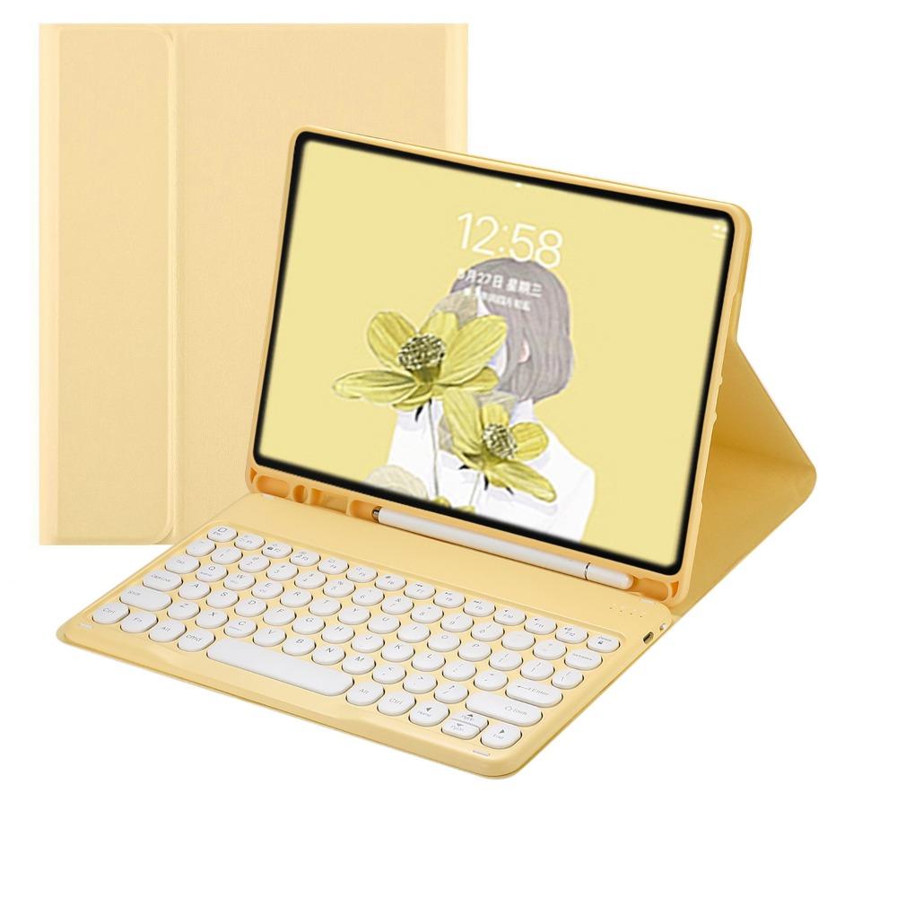 Leather Keyboard Case for iPad Air 5 Mini 6 with Bluetooth Touch Control 110 97 Inch Round Keycap M4 Cover