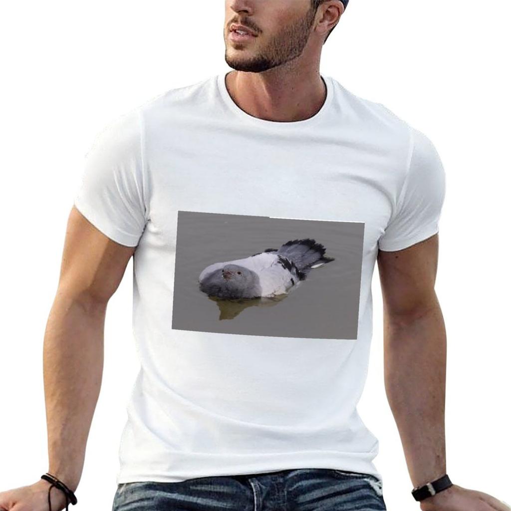 Swimming Pigeon Tshirt Anime T Shirts For Unisex Funny T Shirts Cotton Unisex T Shirts Graphic Tshirt