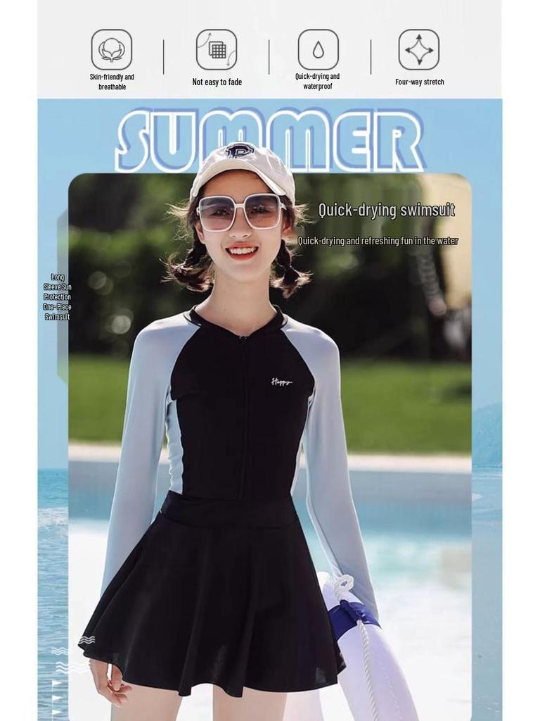 Sporty One-Piece Swimsuit and Shorts Set for Junior Girls - Stylish and Conservative
