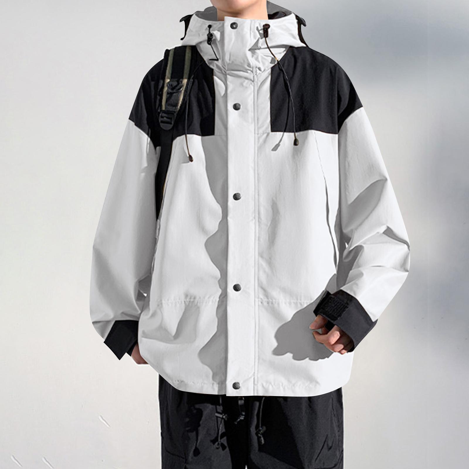 

Мужская куртка колор-блок, повседневная спортивная мода, для активного отдыха, альпинизма, парная куртка M белый