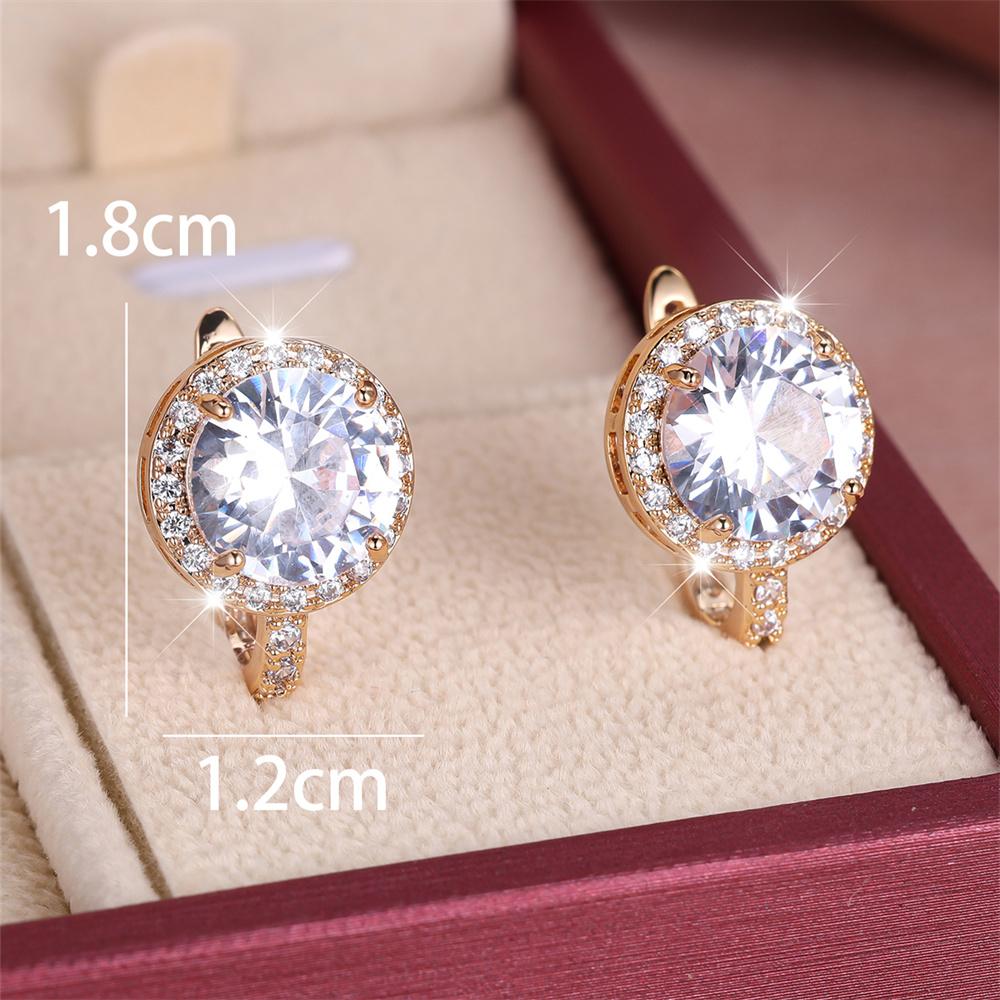 Charme Runde Steine Weiße Zirkonia Kleine Creolen Für Damen Vintage Goldfarbe Ohrstecker Schmuck für Hochzeit Verlobungsparty Geschenk