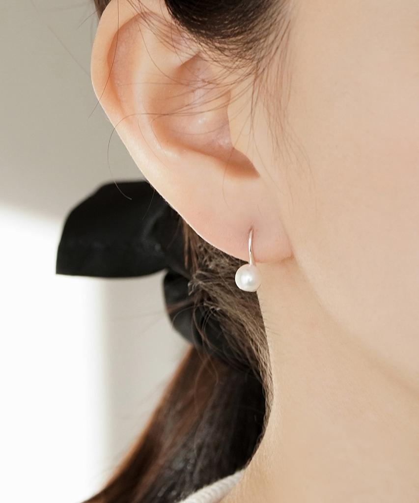 Alleun Silver 925 Hoop Pearl Earrings Nucleated Pearl 6Mm 8Mm