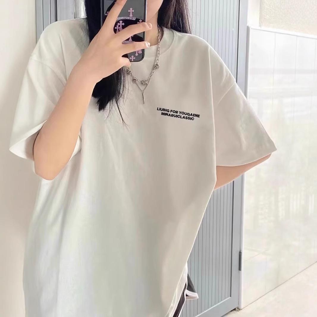 

Women s European Style Retro White Short Sleeve T-Shirt - Casual Heavyweight Streetwear for Summer S