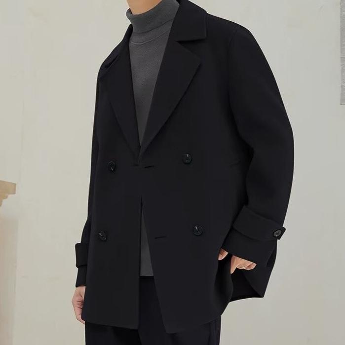 Men's Wool Trench Coat, Double-Sided, Mid-Length, High-End, New for Autumn/Winter.