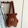 Cute Furry Bear Handbag Solid Color Cartoon Shoulder Pouch Soft Capybara Plush Bag  Friends
