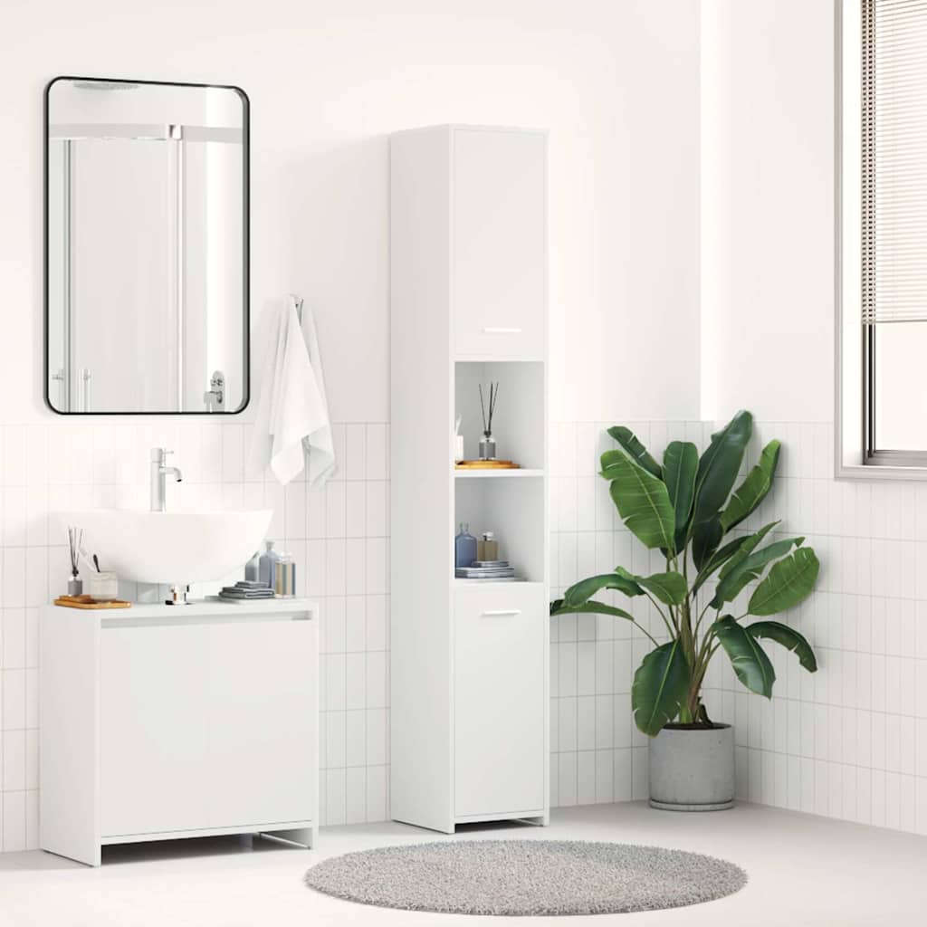 Bathroom Cabinet White 30 x 30 x 183.5 cm Particleboard