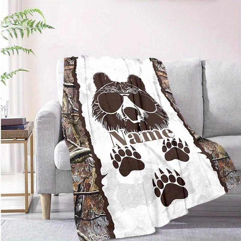 Black Bear Customize Your Name Blanket Warm Comfortable And Soft Blankets Are Suitable For Home Lunch Break Blanket Office Sofa Sofa Gift To Relatives