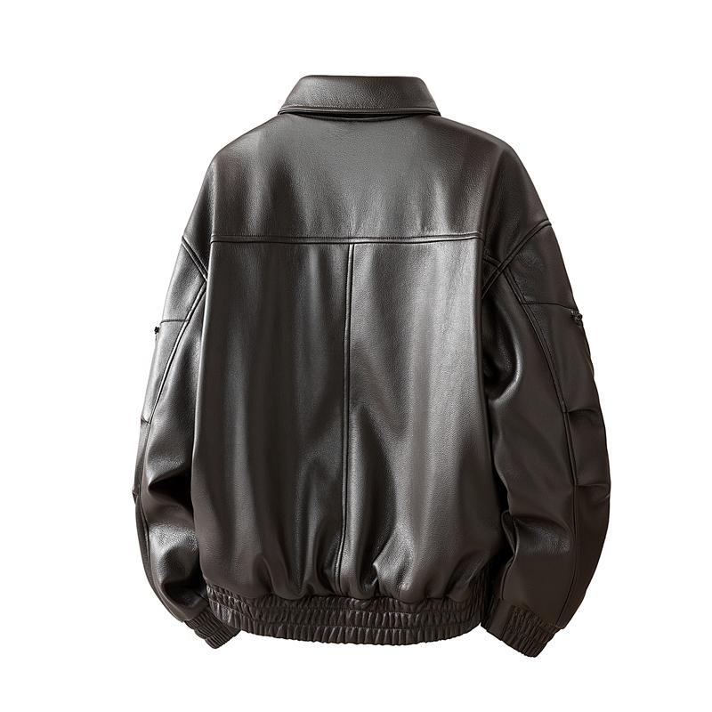 Autumn And Winter Men's Motorcycle Suit Simple And Versatile Leather Jacket Loose Leather Jacket