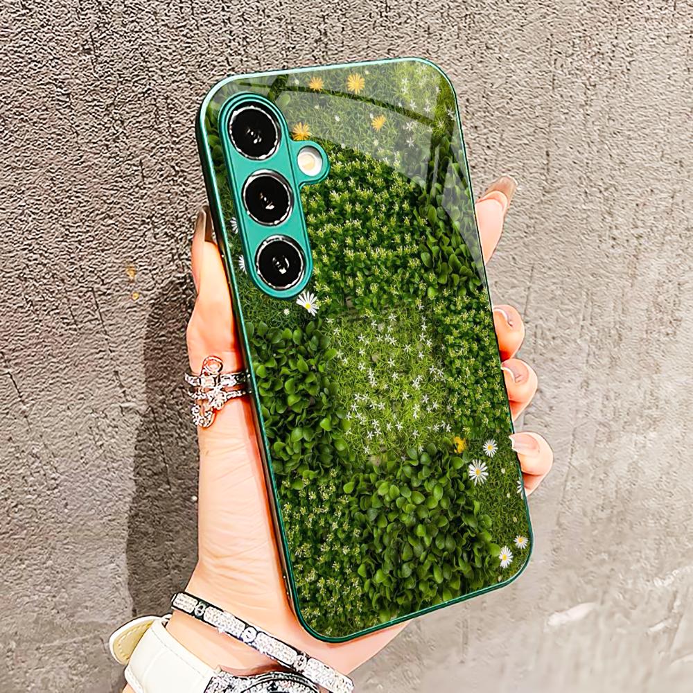 Flowers and plants Glass PhoneCase for Samsung Galaxy S26 S25 S24 S23 S22 FE Ultra Plus Built-in glass green Exquisite Nature