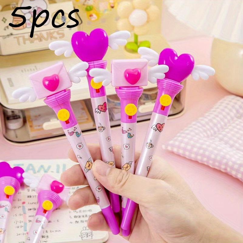

5pcs High Beauty Angel Wings Love Neutral Pen Cute Girl Heart Smooth Black Press Pen Back To School Season Student Stationery Gift Random style