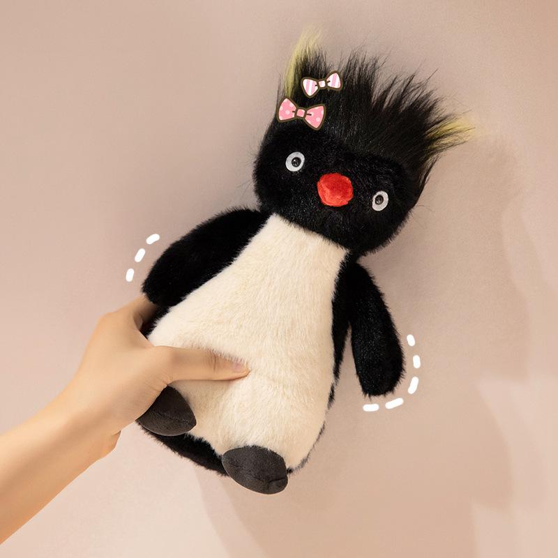 Frizzy Penguin Plush: Ugly-Cute Owl Eye Mask and Exploding Head Ronnie Calming Doll for Sweet Sleep Prank