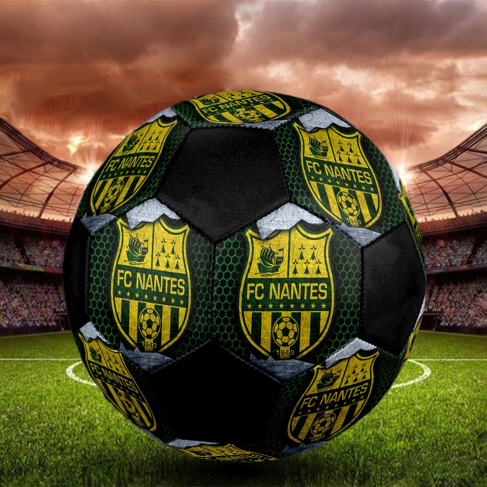 FC Nantes Indoor Soccer Ball Colorful Machine Stitched PVC Size 5 Team Training Competition Ready Durable High-Bounce Cool Sports Gift