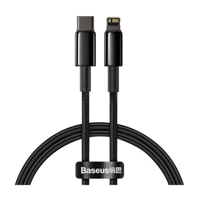 Câble de Charge et Transfert - BASEUS - USB-C-Lightning - 20W - 2m - Noir