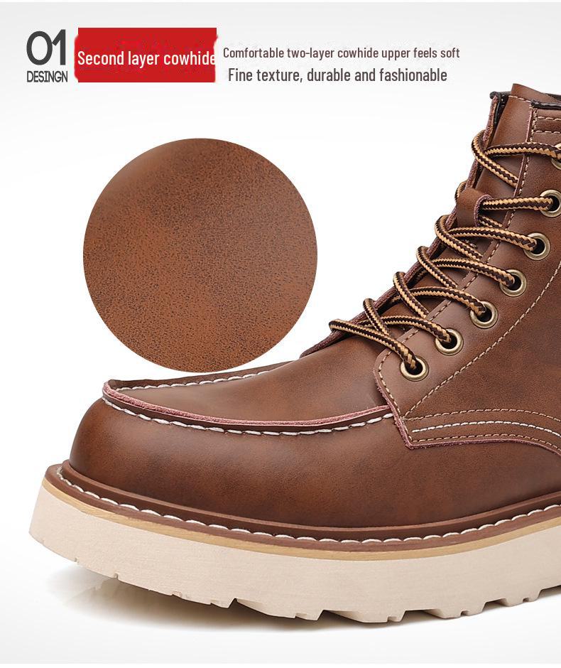 2024 Herren Echtleder High-Top Martin Boots – Winter Retro Motorrad- & Arbeitsstil