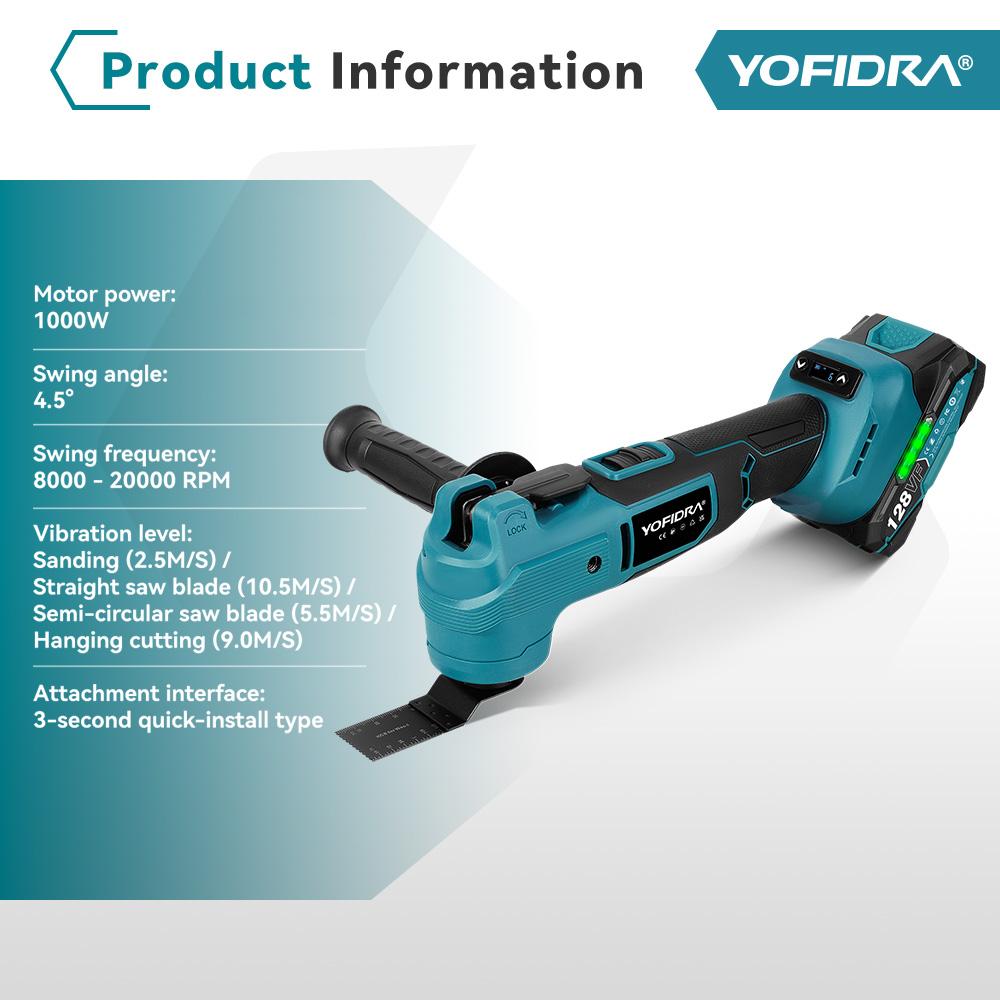 Yofidra Brushless Quickrelease Oscillating Tool 20000OPM Electric Saw Trimmer Woodworking Power Tool For Makita 18V Battery Pin