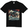 Japanisches Ukiyo-e Stil Monster Grafik T-Shirt Baumwolle T-Shirt Streetwear Anime Kunst