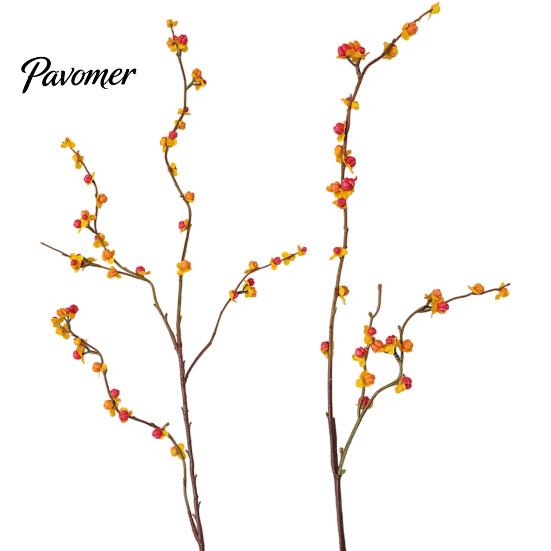 Flexible Faux Berry Stems Long Artificial Bittersweet Branches, Fall for Vase, Plants Fake Orange Berries Vase Branches Thanksgiving Table