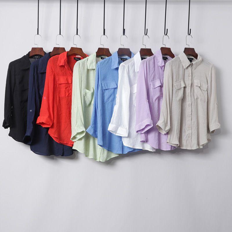 

Районная рубашка с коротким передом и длинной спинкой из хлопка и льна, защищающая от солнца, летние свободные дышащие топы с рукавом три четверти Shallow khakis M