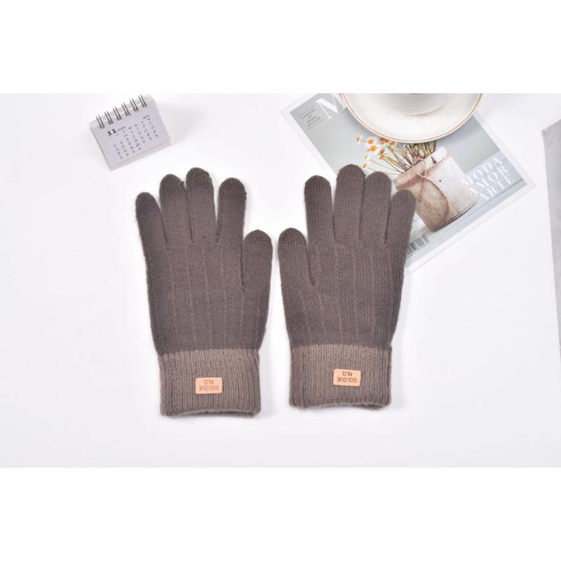 Winter thermal gloves knitted thermal wool jacquard leather standard imitation cashmere gloves jacquard game gloves