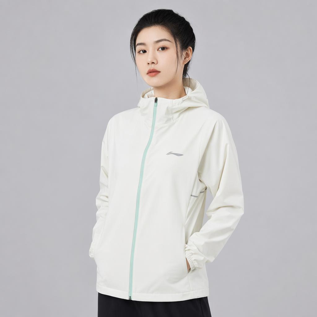 Li-Ning Solid Color Zipper Hooded Versatile Sports Windbreaker Women outerwear AFDW784-2