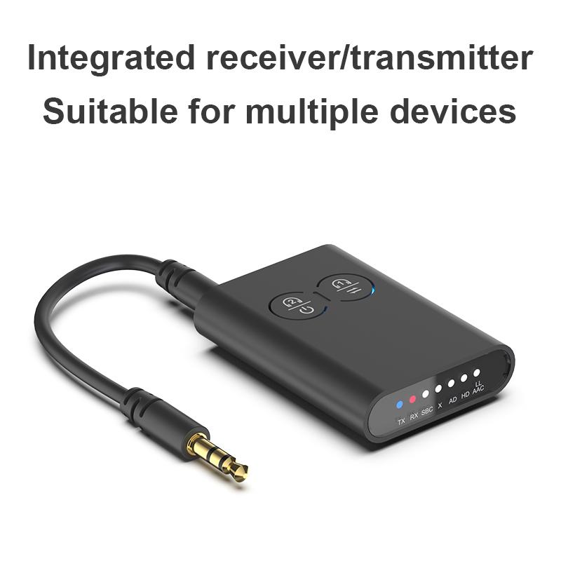 2 In 1 aptX Bluetooth Audio Receiver Transmitter aptX-Adaptive AD/HD/LL AAC 3.5MM AUX HiFi Music Multipoint Wireless Adapter