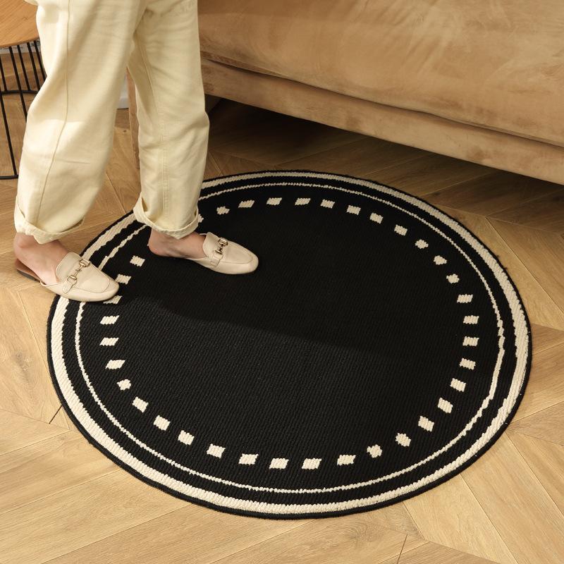 Diameter 80cm Round Area Rug for Bedroom Living Room Vintage Style Soft No Formaldehyde Faux Wool Carpet Floor Mat