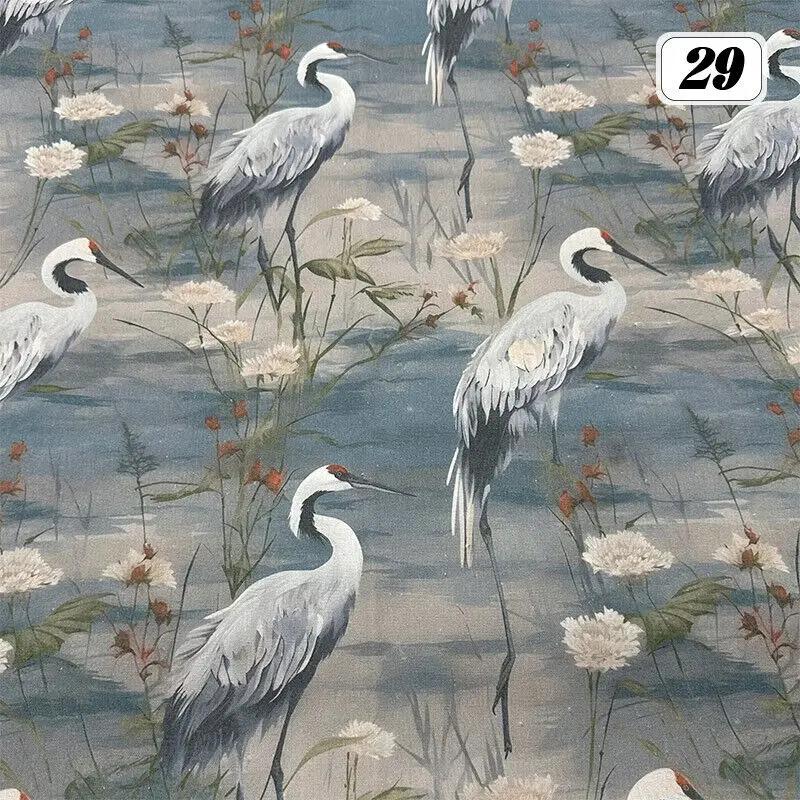 Bomull Linne Tyg Kinesisk Stil Retro Tryckt Klänning Hanfu Sömnad Hantverk DIY Cheongsam Klänning Hanfu Sömnadstyg Kläder Försörjning