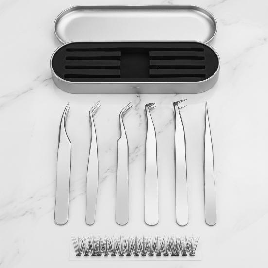 Pinzeta na umělé řasy Přesná pinzeta na jednotlivé trsy řas Nástroj aplikátor řas z nerezové oceli pro lash artisty Domácí cestování