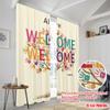2pcs 2D flat printing Curtain Diversity Tree of Hands Polyester Without Electricity Birthday Party Perfect for Booths Studio