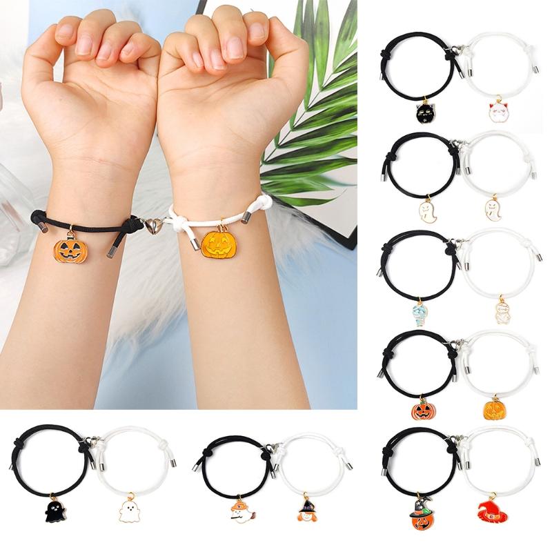 Halloween Couple Bracelet Mutual Attraction Magnet Matching Bracelets Rope Braided Bracelet for His Her Couples Jewelry