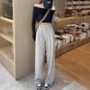 Grey Sports Pants, Women's High-waisted Wide-leg Straight-leg Floor-length Pants, Women's Spring and Autumn Casual Loose Pants