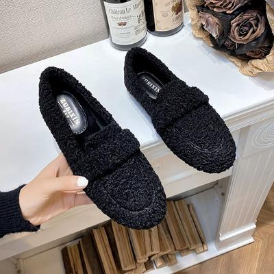 Lielizmēra Sievietēm Pūkaini jēra vilnas Mocasines Mujer Siltas kokvilnas apavi Sievietēm Slip On Aitu kažokādas Oderes Loafers Ziema