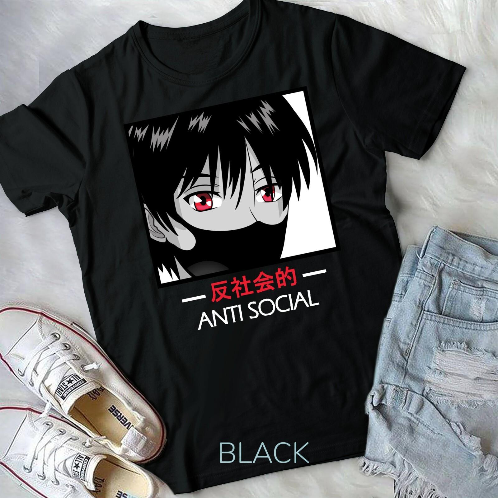 Anti Social Anime Boy Aesthetic Vaporwave Unisex T-shirt S