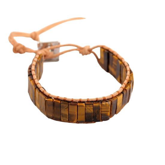 Bohemian Stone Bracelet Handmade Natural Stone Tube Beads Bangle Adjustable Unisex Boho Bracelet Gift for Him Her