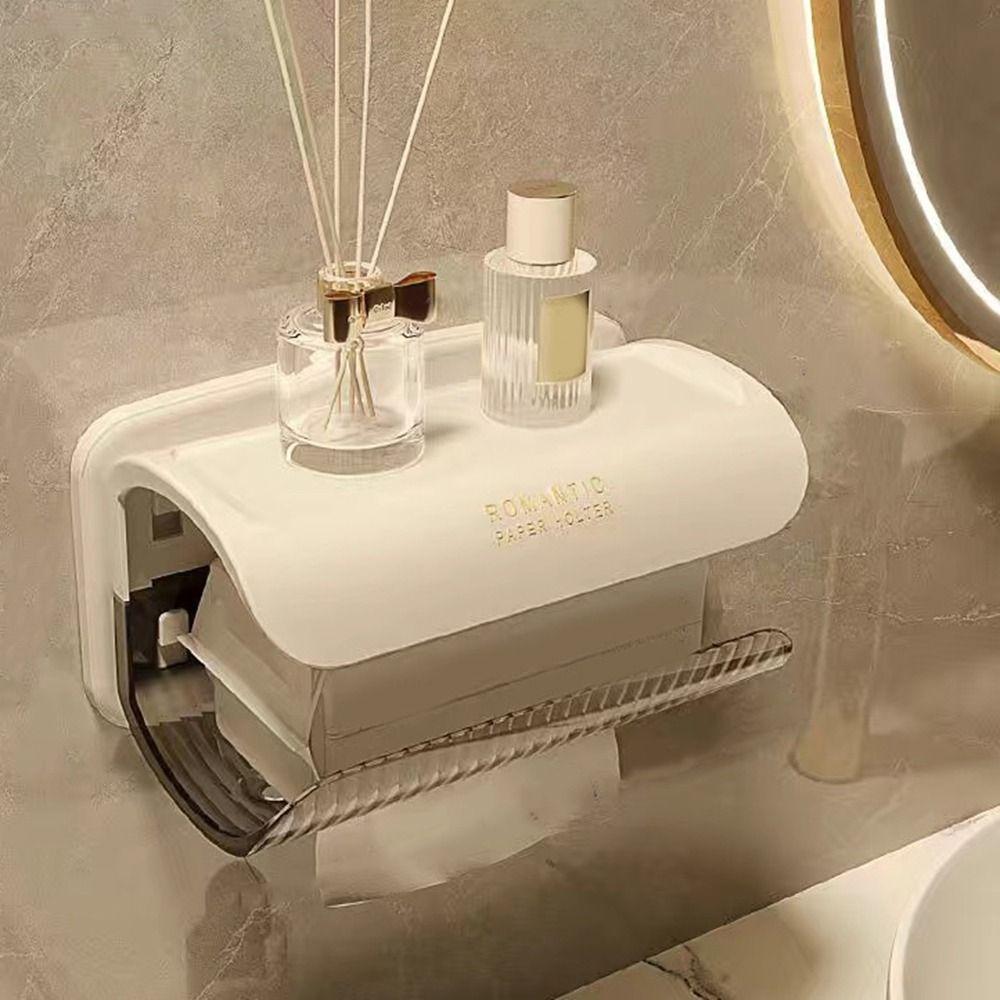 Plastic Toilet Paper Holder Wall Mounted Paper Towel Storage Box Practical Cosmetic Shelf  Kitchen