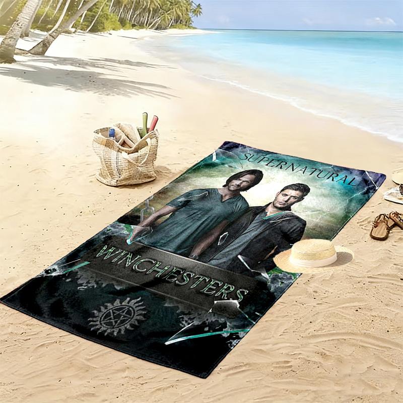 Supernatural Brothers Print Beach Towel, Large Soft Quick Dry Towel for Beach Camping Swimming