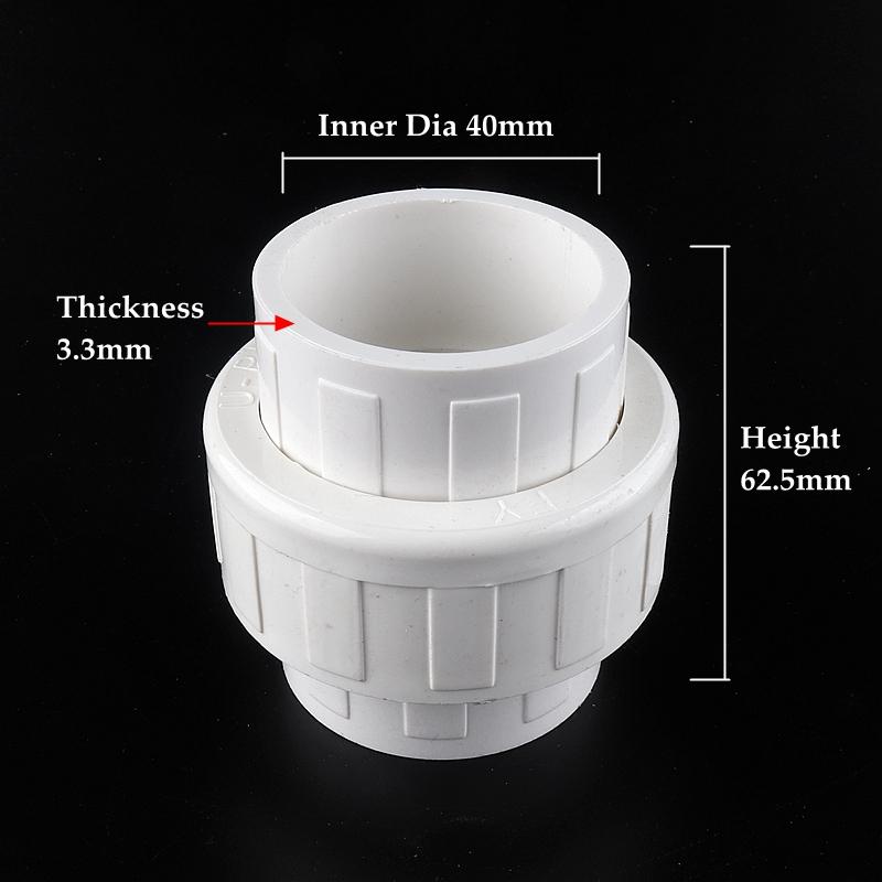 20~2pcs Inner Diameter 20~50mm PVC Union Connector Garden Irrigation Water Pipe Fittings Home DIY Aquarium Fish Tank Tube Joints