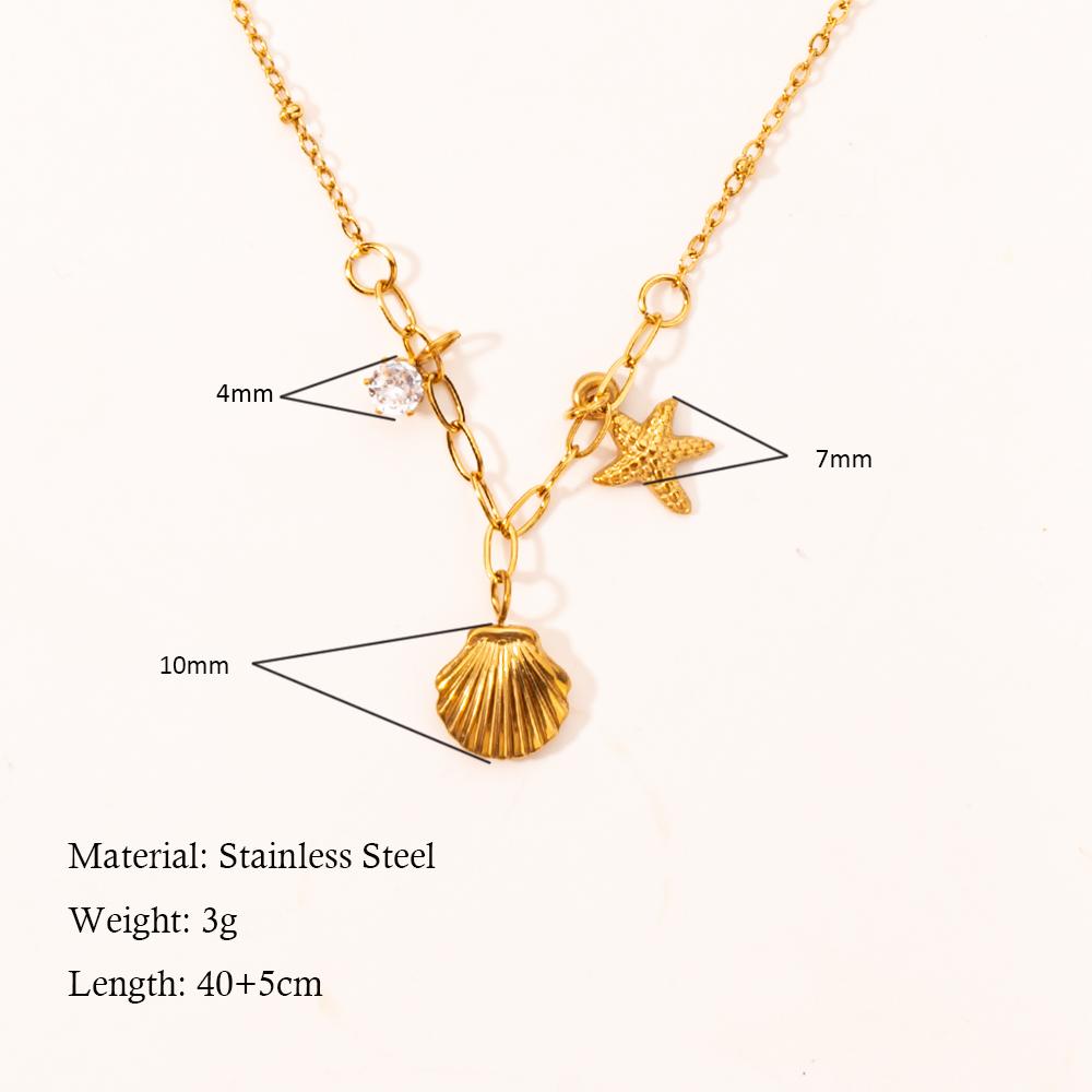 Summer Gold Stainless Steel Shell Starfish Crab Drop Earrings For Women Beach Ocean Hoop Drop Stud